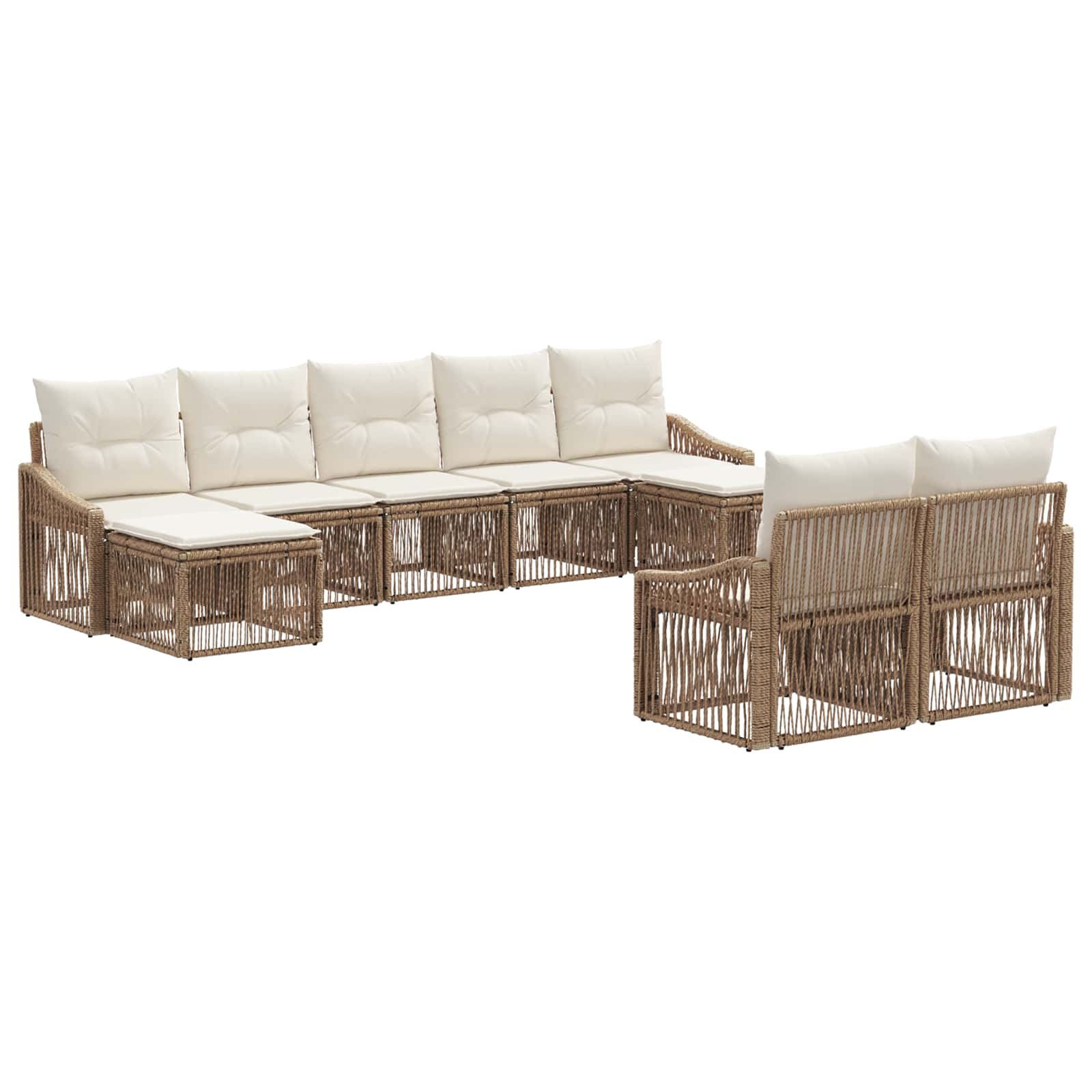 Tuinbankenset 9 pcs Beige poly rattan