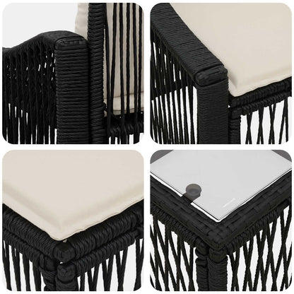 Tuinbankenset 10 pcs Zwart poly rattan