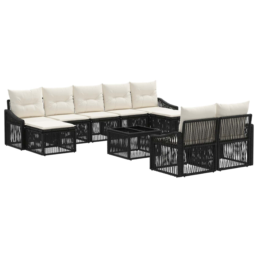 Tuinbankenset 10 pcs Zwart poly rattan
