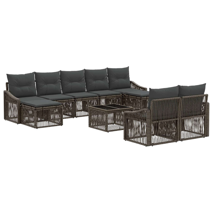Tuinbankenset 10 pcs Grijs poly rattan