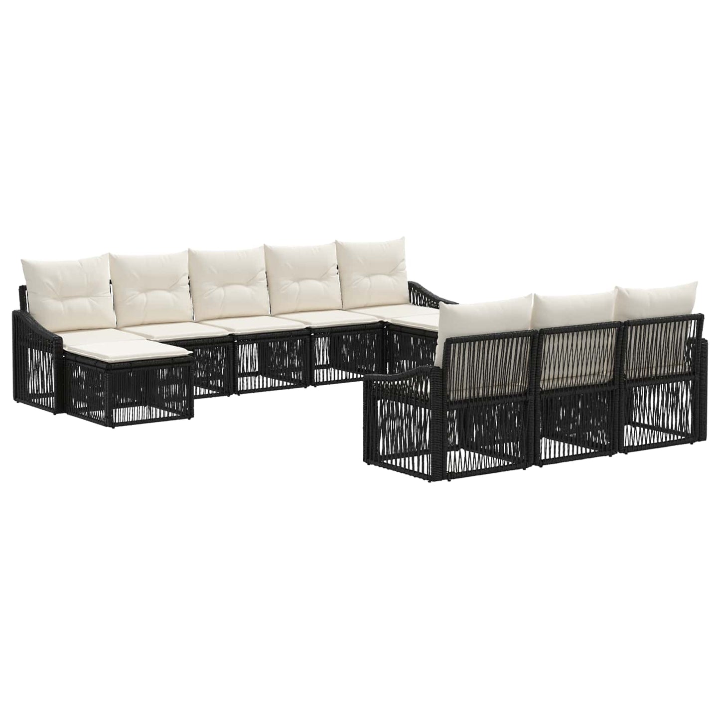 Tuinbankenset 10 pcs Zwart poly rattan