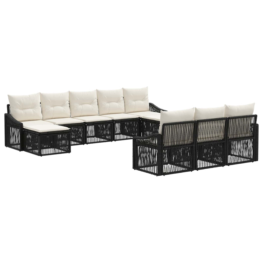 Tuinbankenset 10 pcs Zwart poly rattan