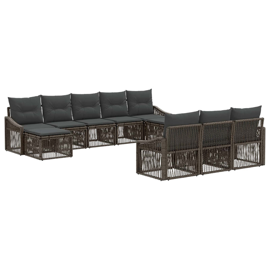 Tuinbankenset 10 pcs Grijs poly rattan