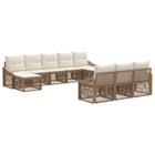 Tuinbankenset poly rattan beige 10-delig