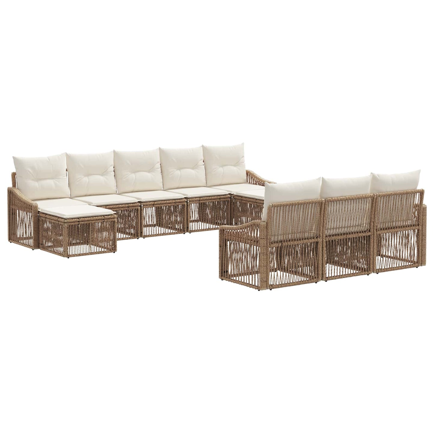 Tuinbankenset 10 pcs Beige poly rattan
