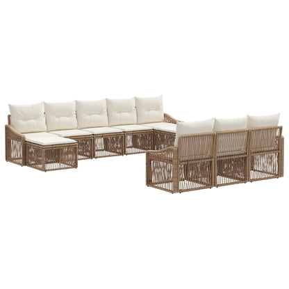 Tuinbankenset 10 pcs Beige poly rattan