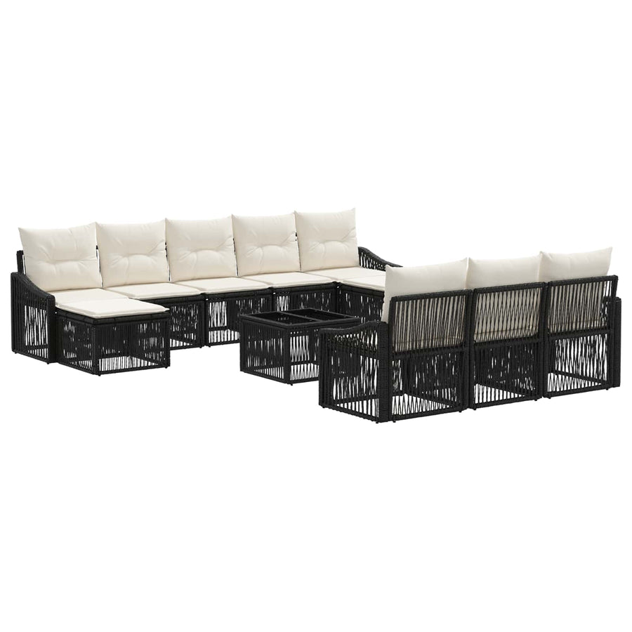 Tuinbankenset 11 pcs Zwart poly rattan