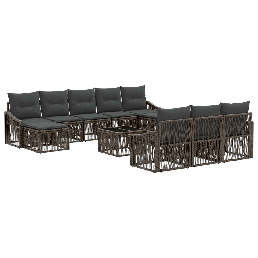 Tuinbankenset 11 pcs Grijs poly rattan