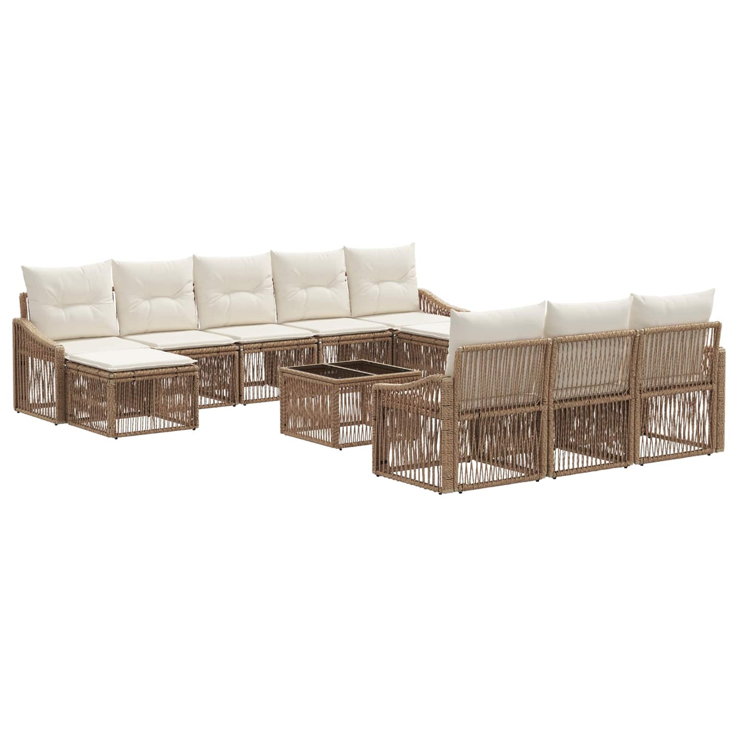 Tuinbankenset 11 pcs Beige poly rattan