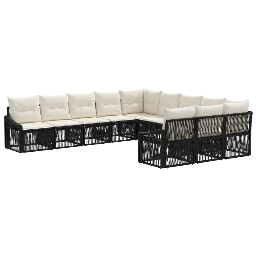 Tuinbankenset 11 pcs Zwart poly rattan