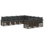 Tuinset poly rattan grijs 11-delig