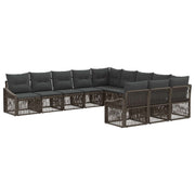 Tuinset poly rattan grijs 11-delig