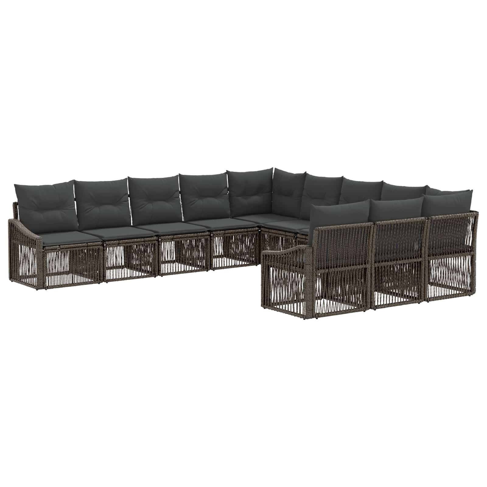 Tuinbankenset 11 pcs Grijs poly rattan
