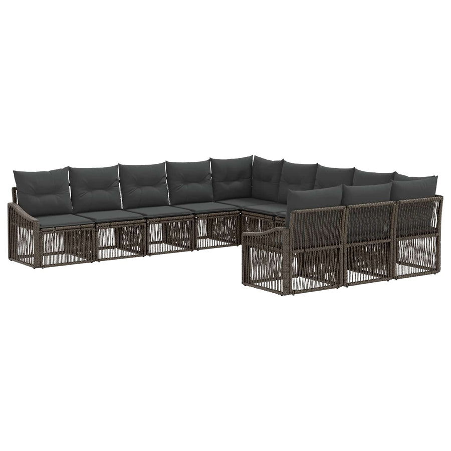 Tuinbankenset 11 pcs Grijs poly rattan