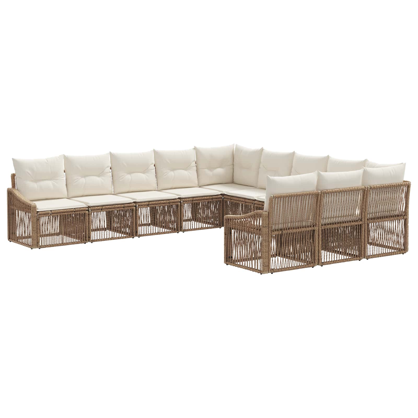 Tuinbankenset 11 pcs Beige poly rattan
