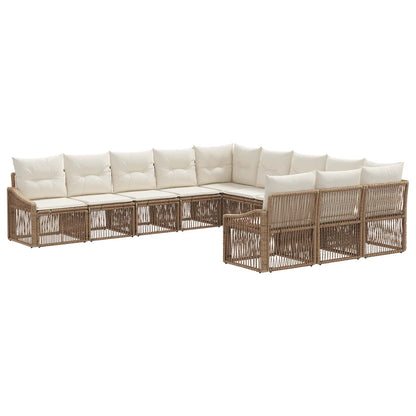 Tuinbankenset 11 pcs Beige poly rattan