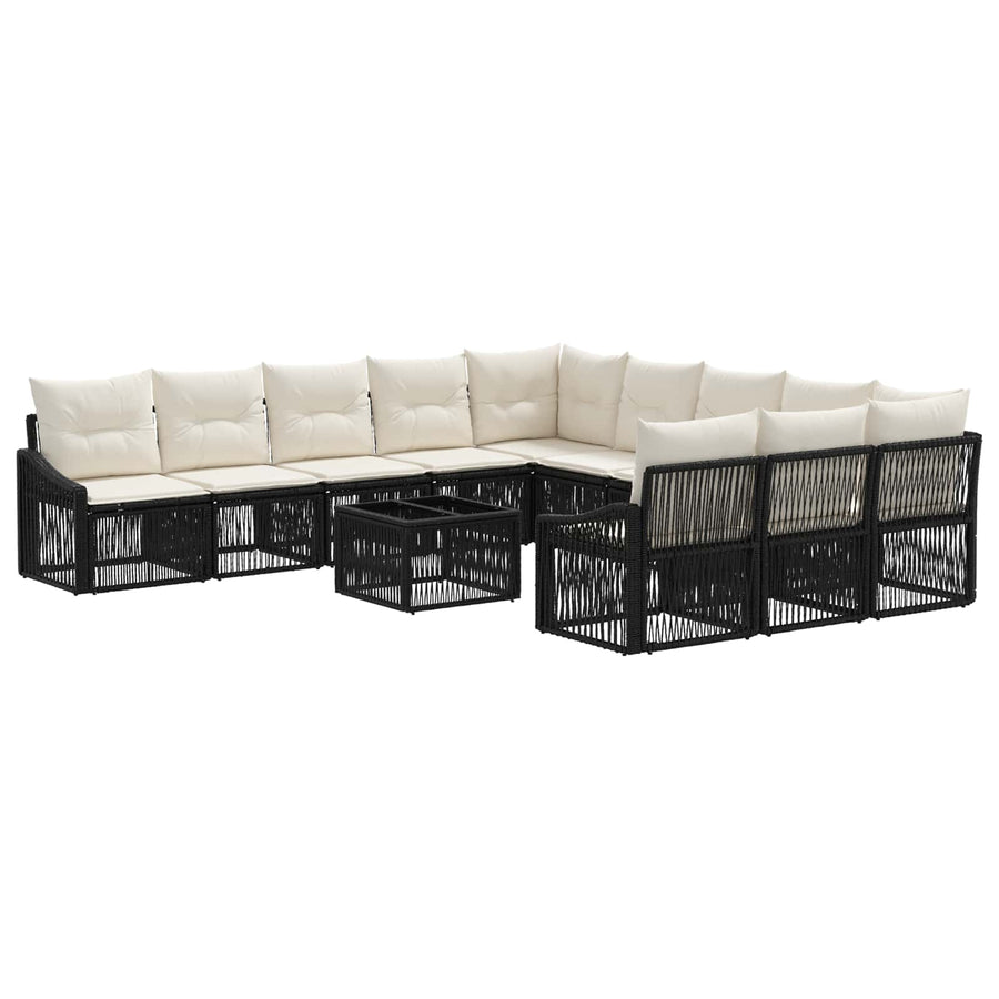 Tuinbankenset 12 pcs Zwart poly rattan