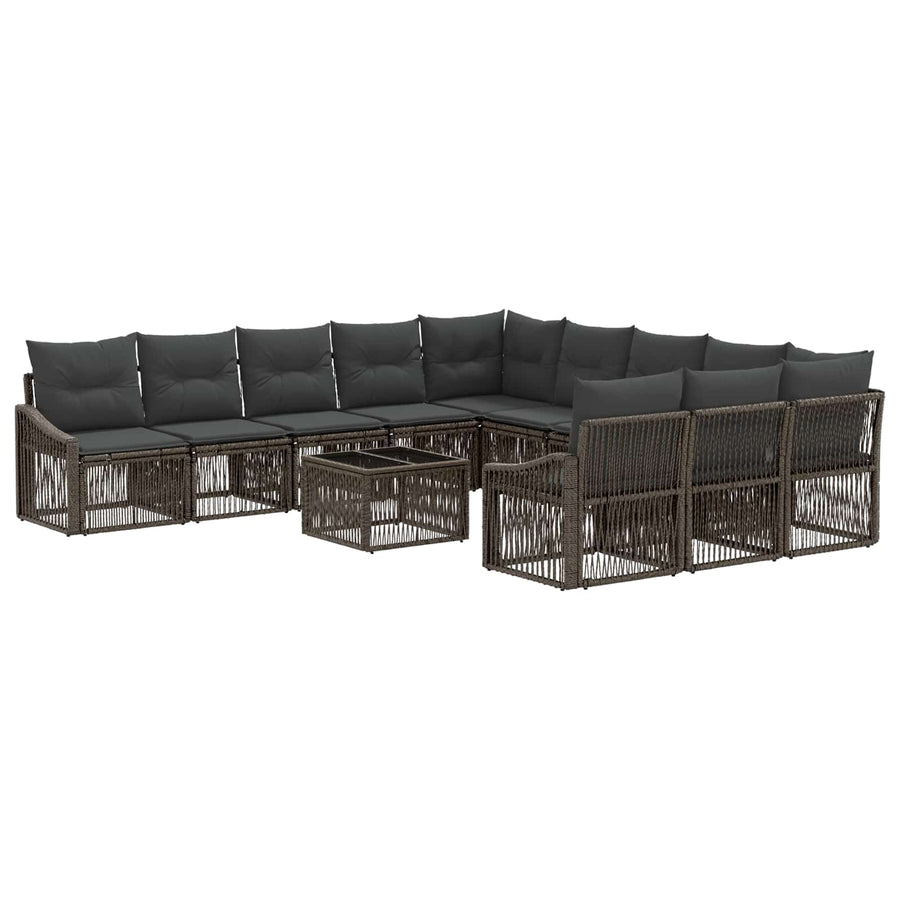 Tuinbankenset 12 pcs Grijs poly rattan