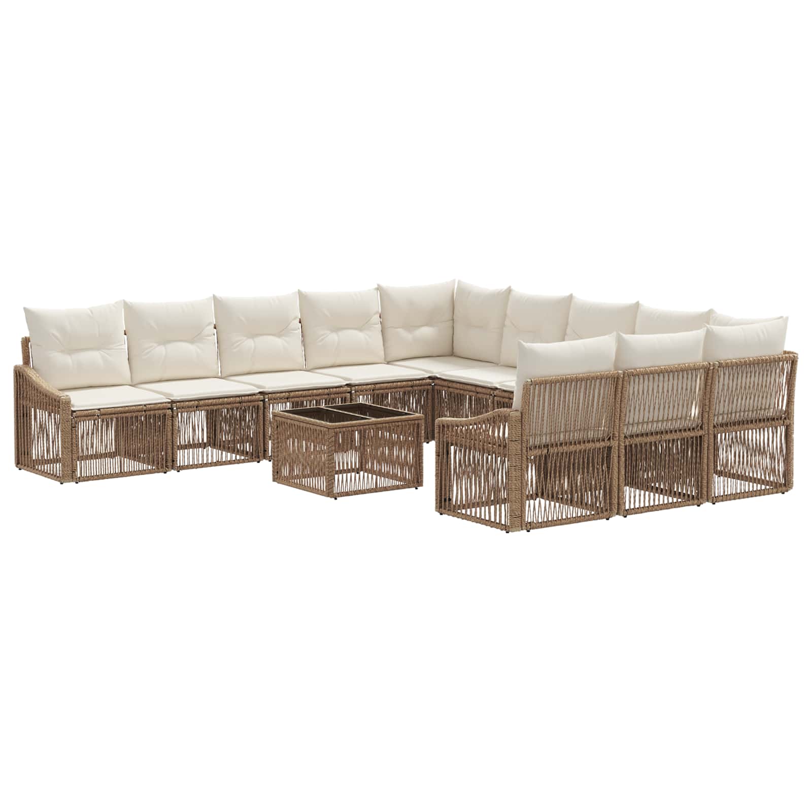 Tuinbankenset 12 pcs Beige poly rattan