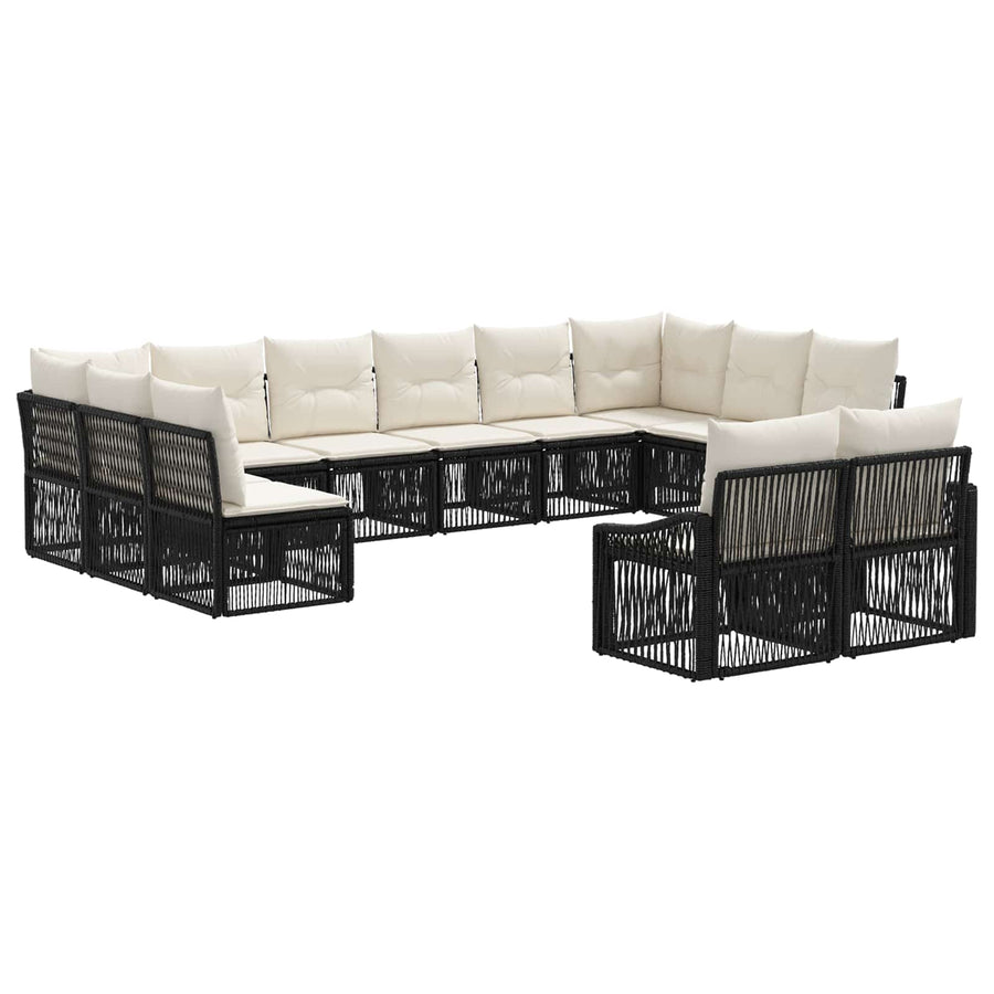 Tuinbankenset 12 pcs Zwart poly rattan