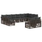 Tuinbankenset poly rattan grijs 12 personen