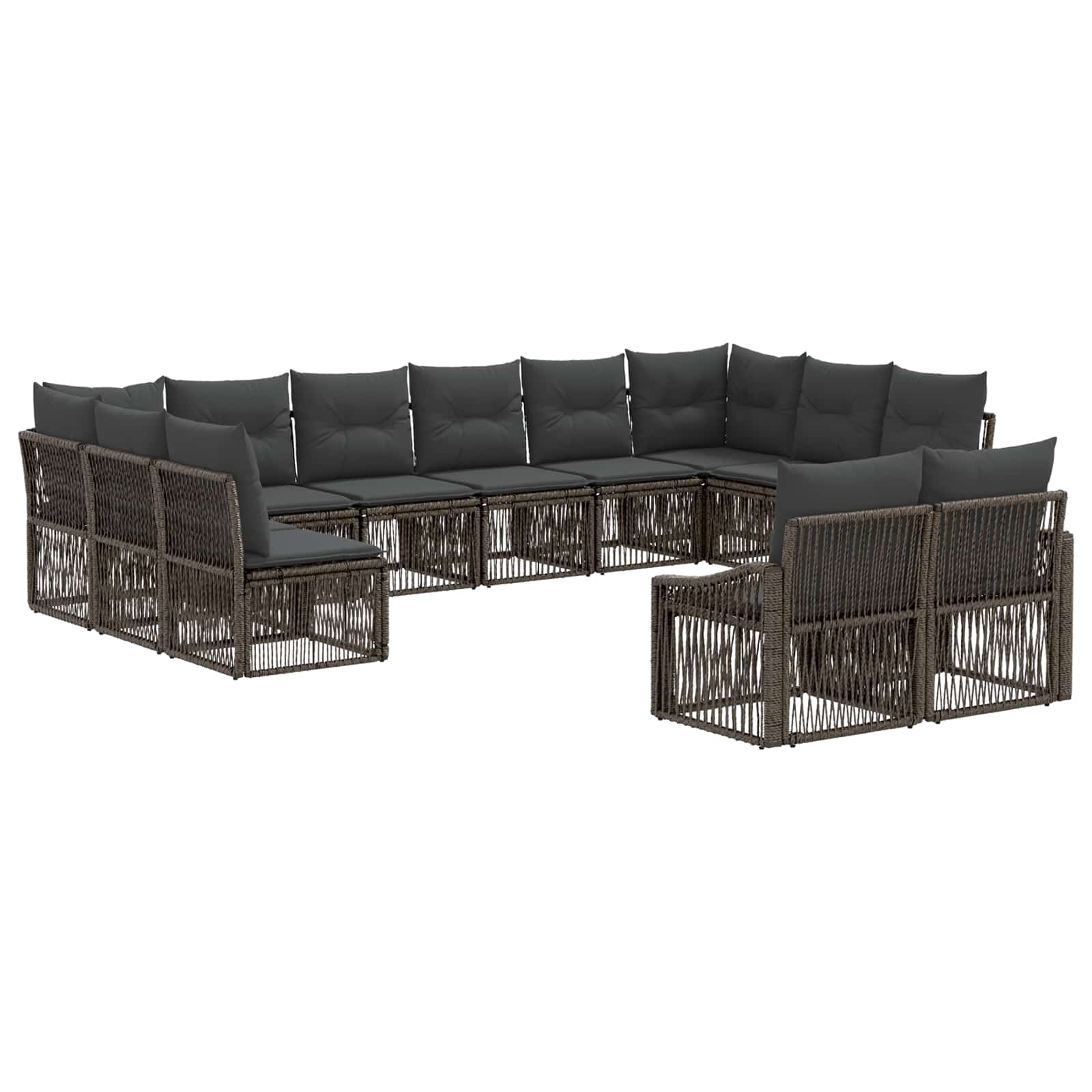 Tuinbankenset 12 pcs Grijs poly rattan