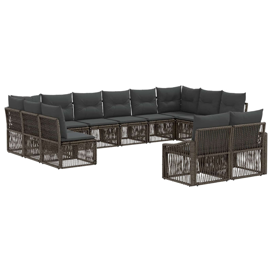 Tuinbankenset 12 pcs Grijs poly rattan