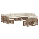 Tuinbankenset 12 personen poly rattan beige