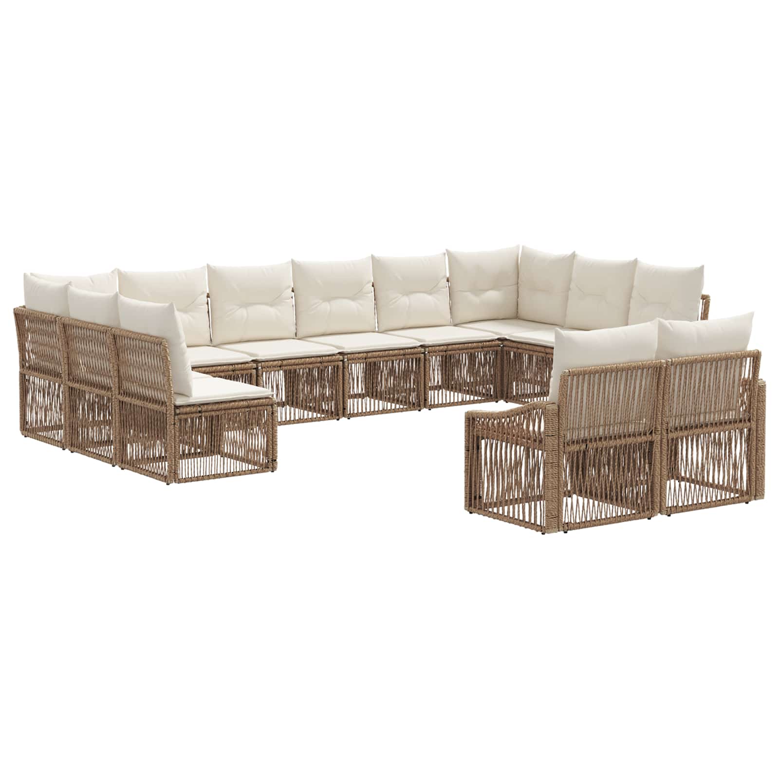 Tuinbankenset 12 pcs Beige poly rattan