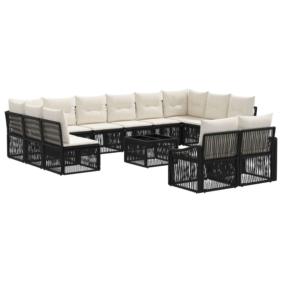 Tuinbankenset 13 pcs Zwart poly rattan