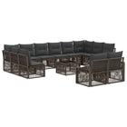 Tuinbankenset poly rattan grijs 12 zitplaatsen