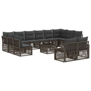 Tuinbankenset poly rattan grijs 12 zitplaatsen