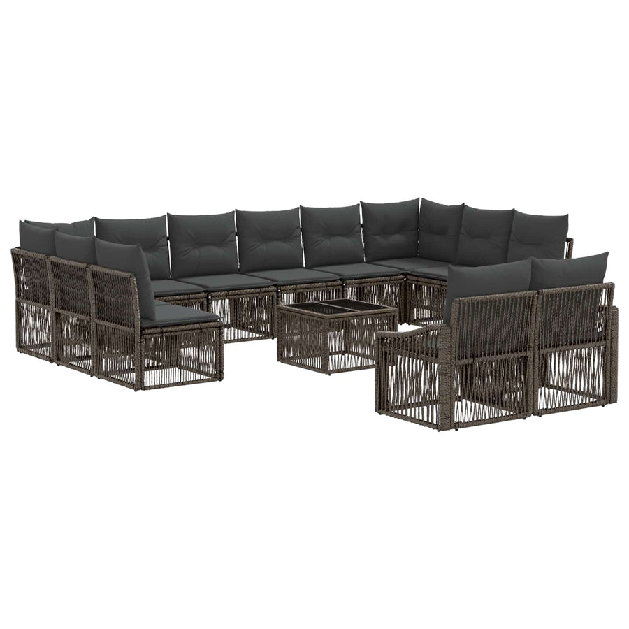 Tuinbankenset 13 pcs Grijs poly rattan