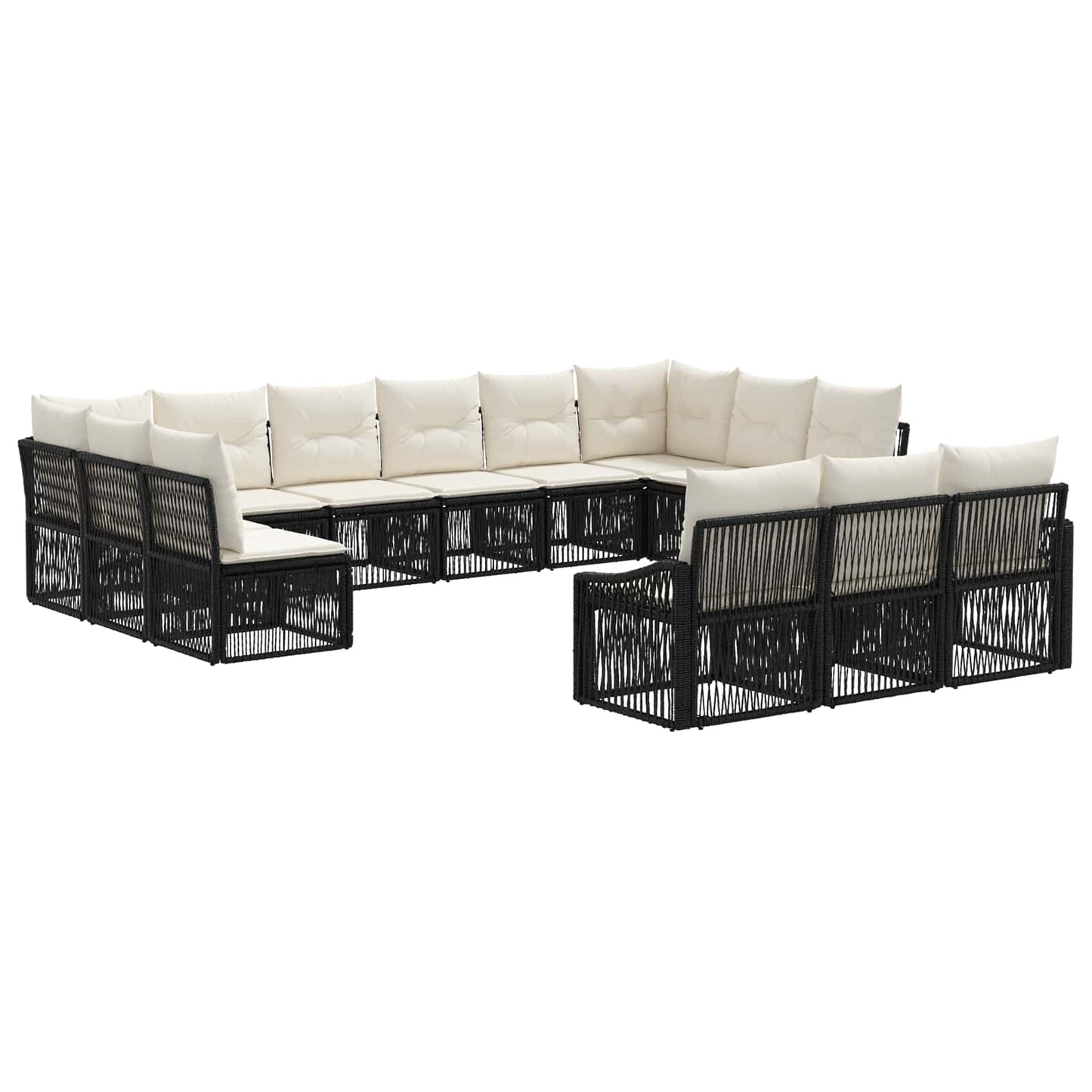 Tuinbankenset 13 pcs Zwart poly rattan