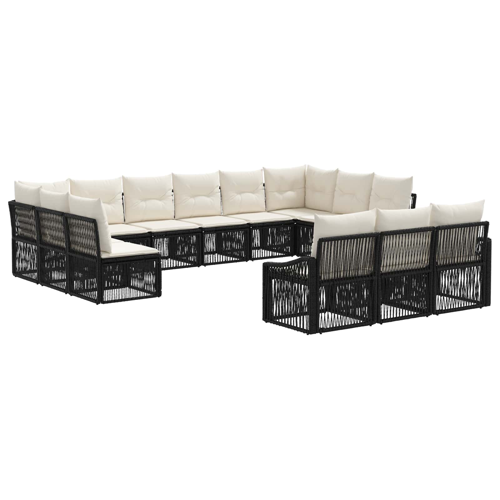 Tuinbankenset 13 pcs Zwart poly rattan