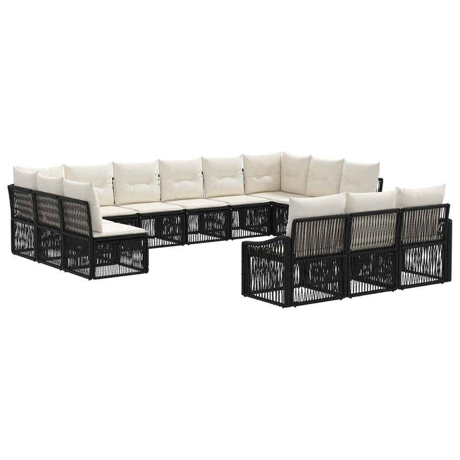 Tuinbankenset 13 pcs Zwart poly rattan
