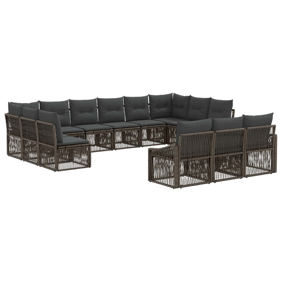 Tuinbankenset 13 pcs Grijs poly rattan
