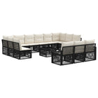 Tuinbankenset poly rattan zwart 14-delig