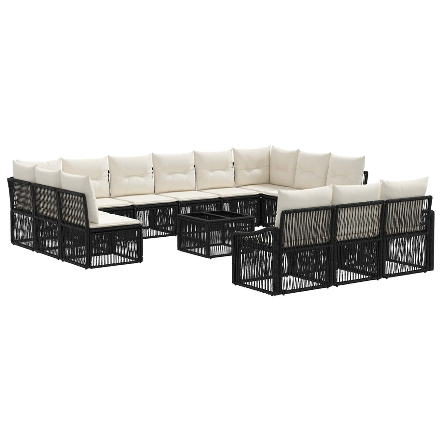 Tuinbankenset 14 pcs Zwart poly rattan