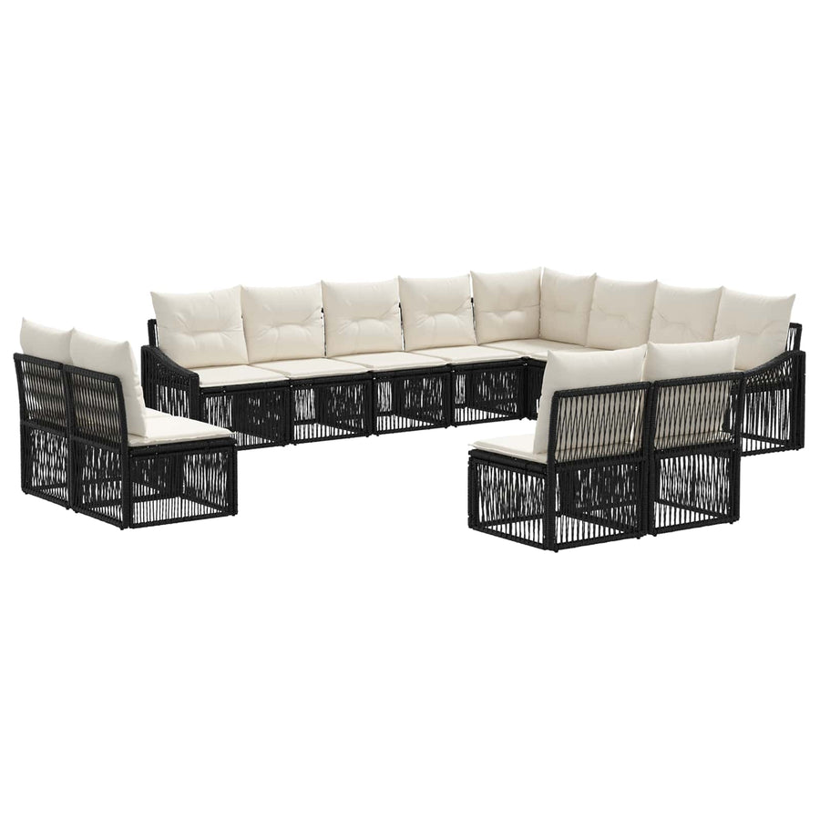 Tuinbankenset 12 pcs Zwart poly rattan
