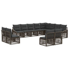 Tuinbankenset poly rattan grijs 12 zitplaatsen