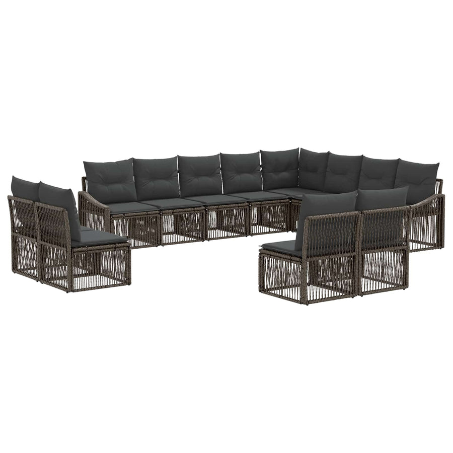 Tuinbankenset 12 pcs Grijs poly rattan
