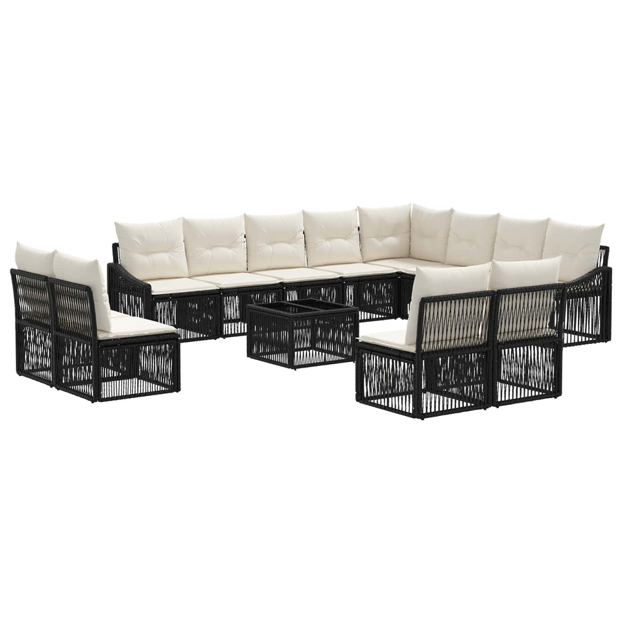 Tuinbankenset 13 pcs Zwart poly rattan