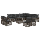 Garden Bench Set 13 pcs Grey poly rattan