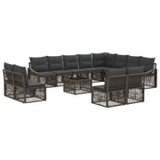 Tuinbankenset poly rattan grijs 13-delig