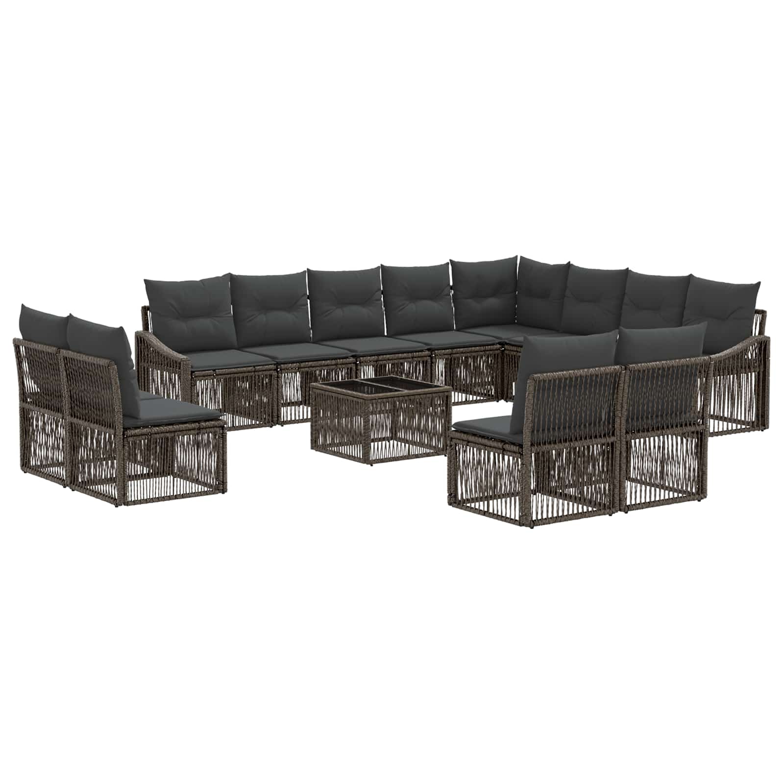 Tuinbankenset 13 pcs Grijs poly rattan