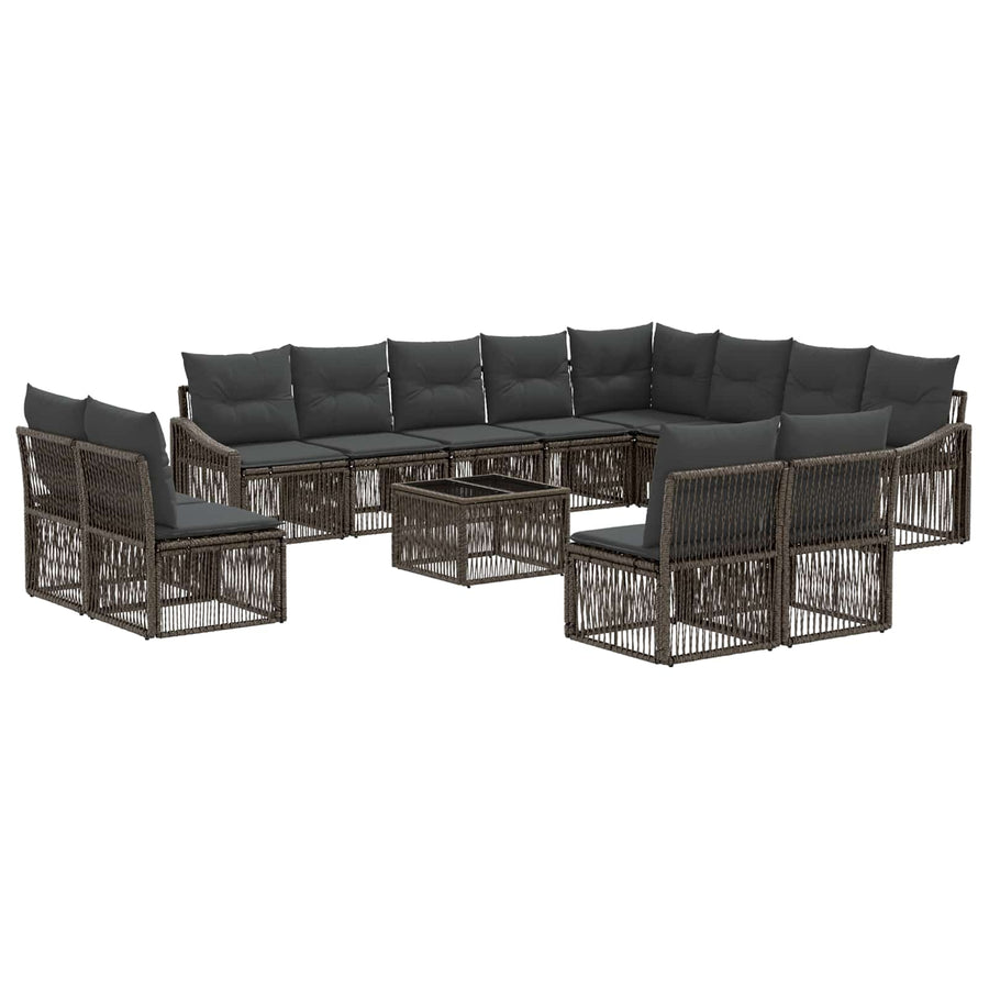 Tuinbankenset 13 pcs Grijs poly rattan
