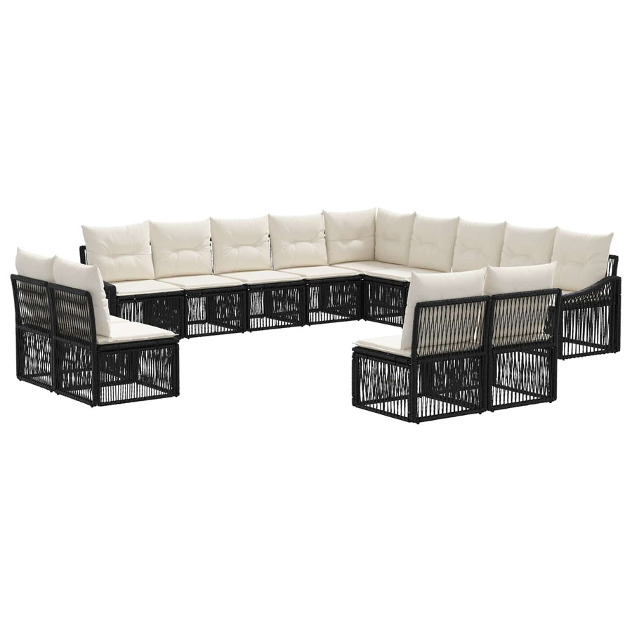 Tuinbankenset 13 pcs Zwart poly rattan