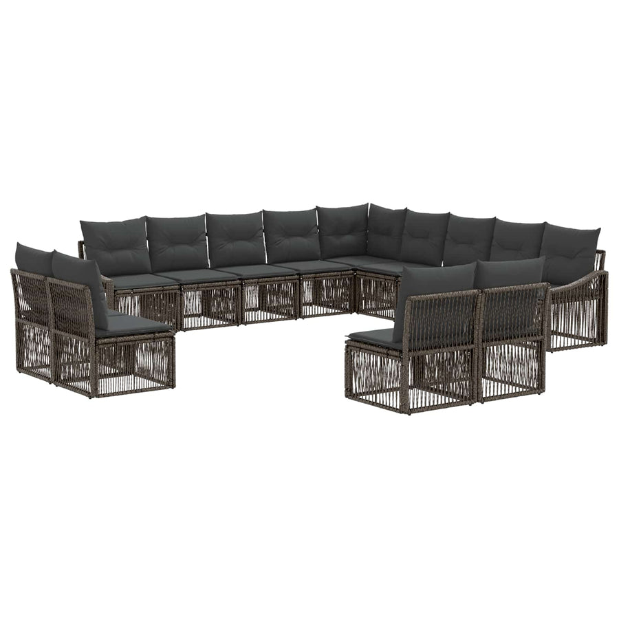 Tuinbankenset 13 pcs Grijs poly rattan