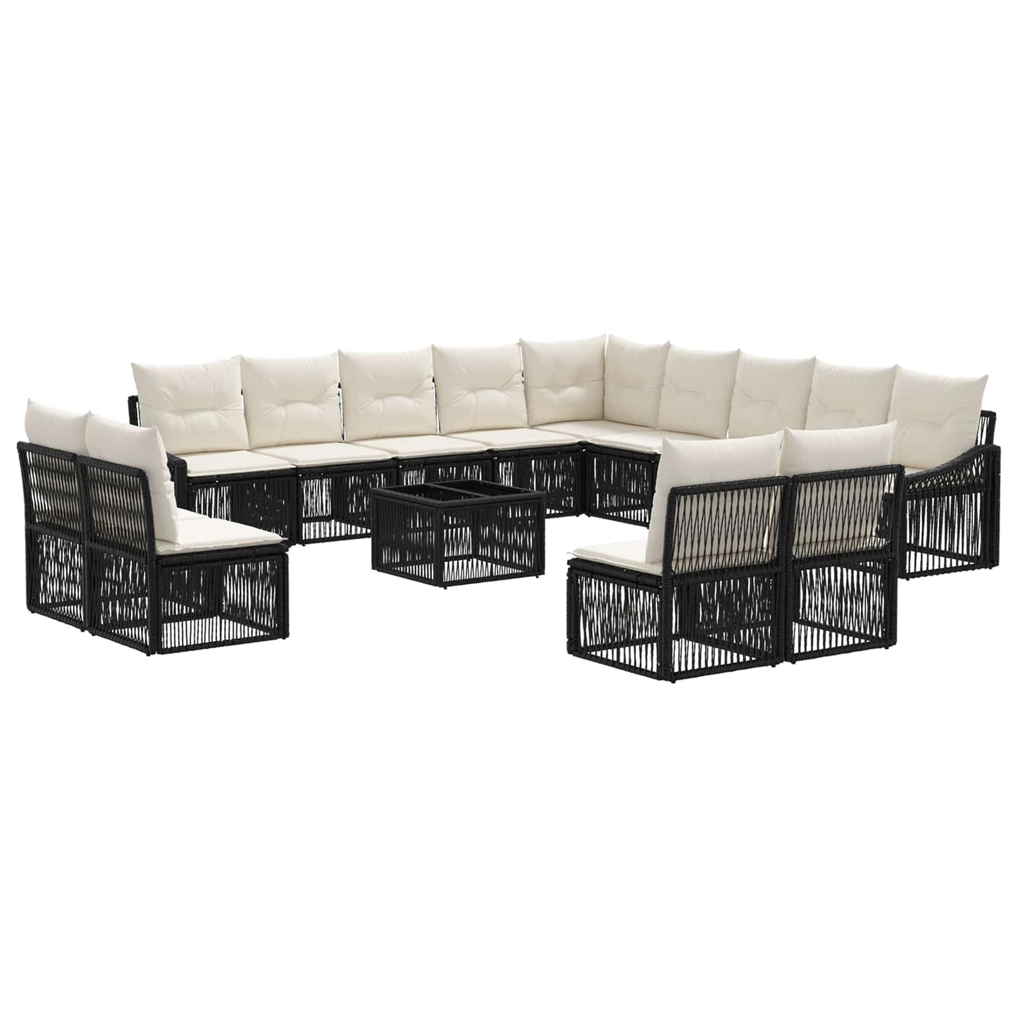 Tuinbankenset 14 pcs Zwart poly rattan